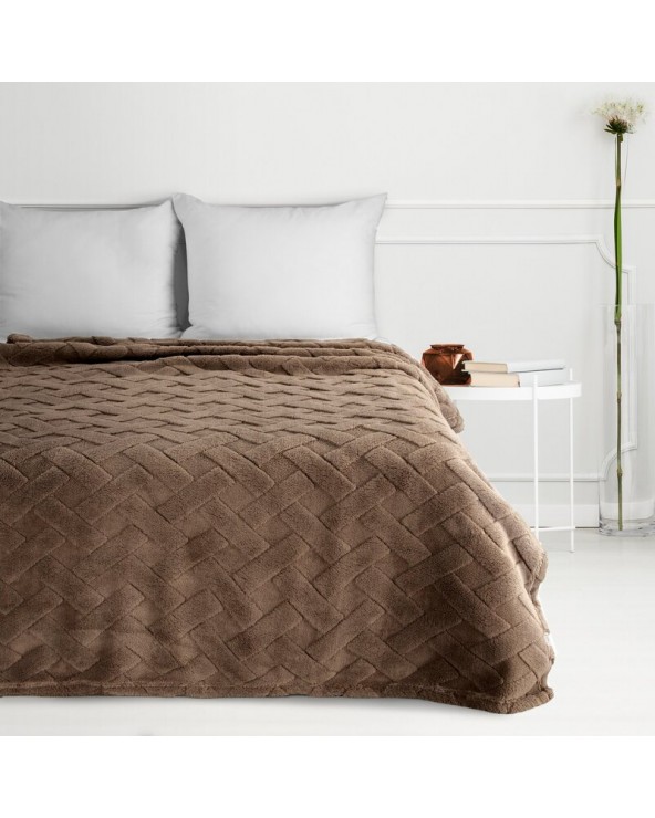 Koc pluszowy 170x210 Caro ciemnobrązowy Eurofirany