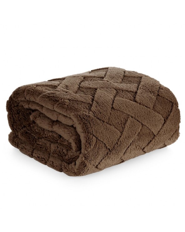 Koc pluszowy 170x210 Caro ciemnobrązowy Eurofirany