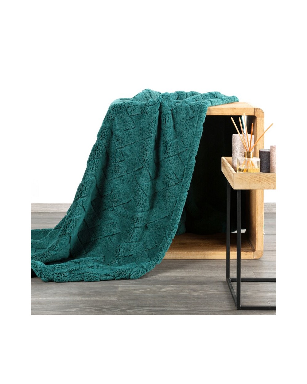 Koc pluszowy 170x210 Caro ciemnozielony Eurofirany