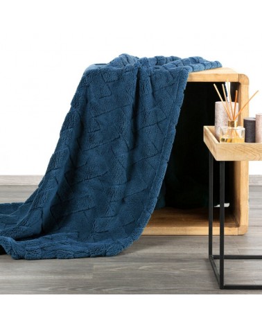 Koc pluszowy 170x210 Caro granatowy Eurofirany