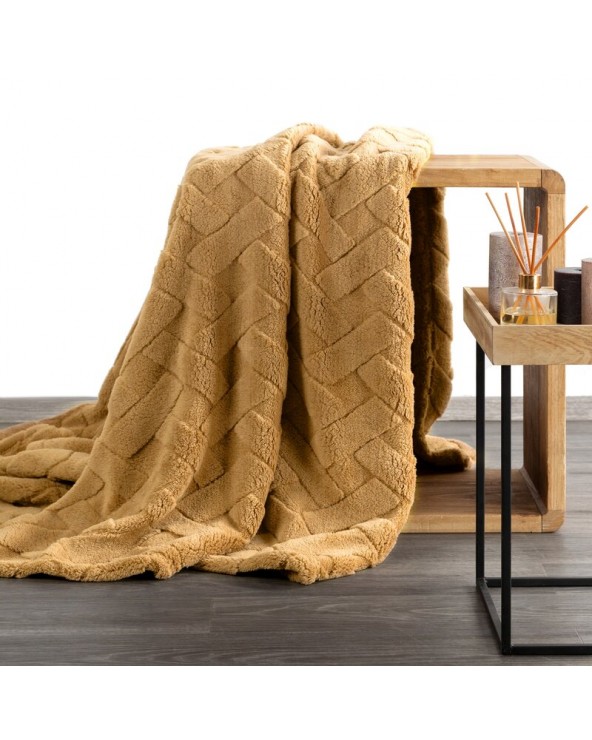 Koc pluszowy 170x210 Caro miodowy Eurofirany