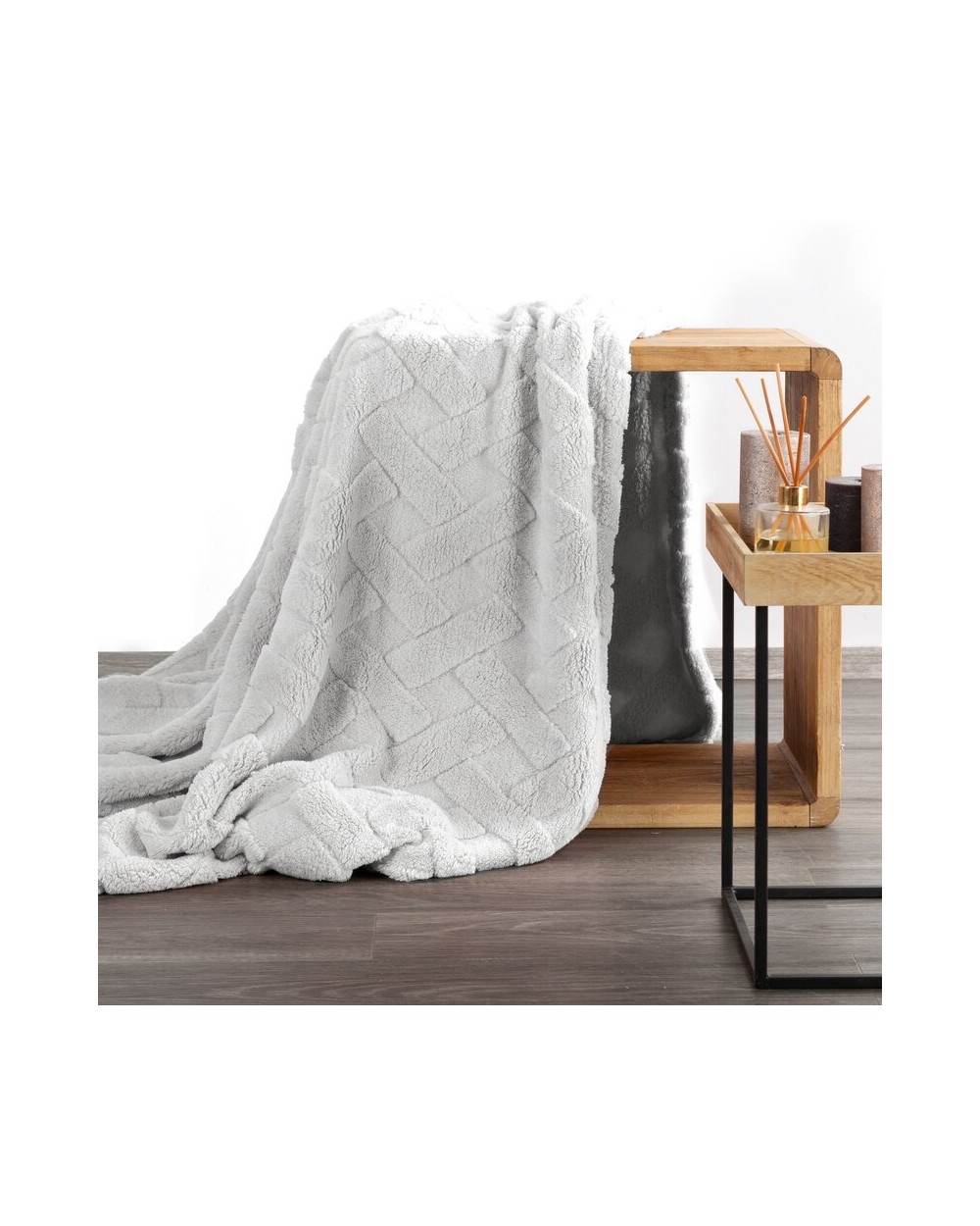 Koc pluszowy 170x210 Caro srebrny Eurofirany