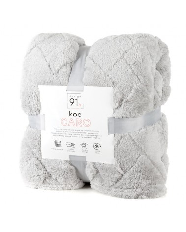 Koc pluszowy 170x210 Caro srebrny Eurofirany