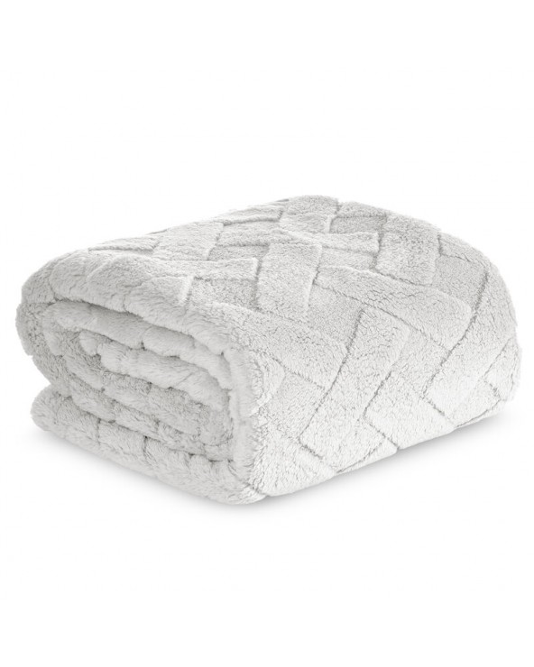 Koc pluszowy 170x210 Caro srebrny Eurofirany