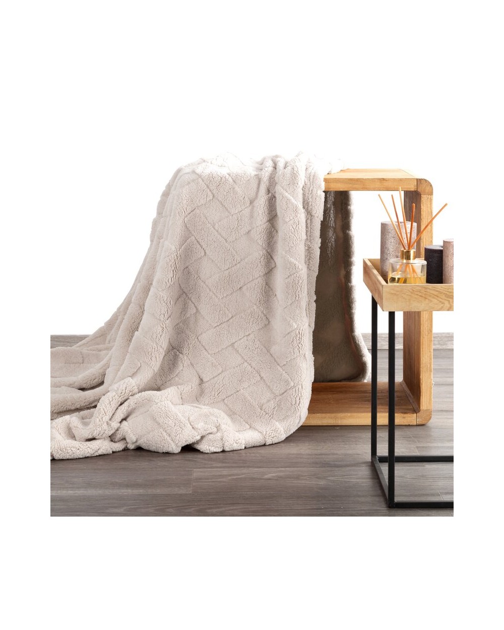 Koc pluszowy 200x220 Caro beżowy Eurofirany