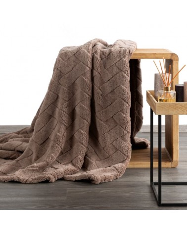 Koc pluszowy 200x220 Caro ciemnobeżowy Eurofirany