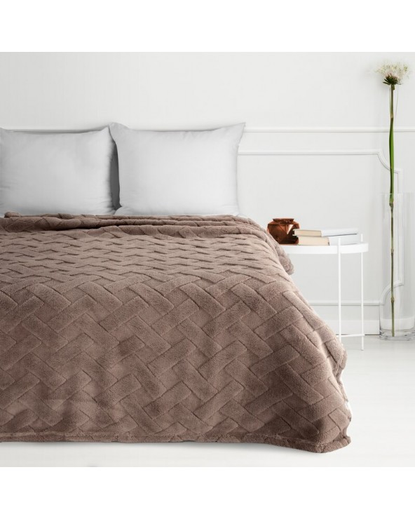 Koc pluszowy 200x220 Caro ciemnobeżowy Eurofirany