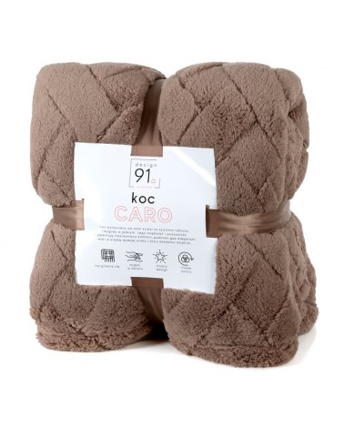 Koc pluszowy 200x220 Caro ciemnobeżowy Eurofirany