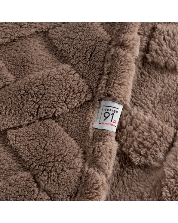 Koc pluszowy 200x220 Caro ciemnobeżowy Eurofirany