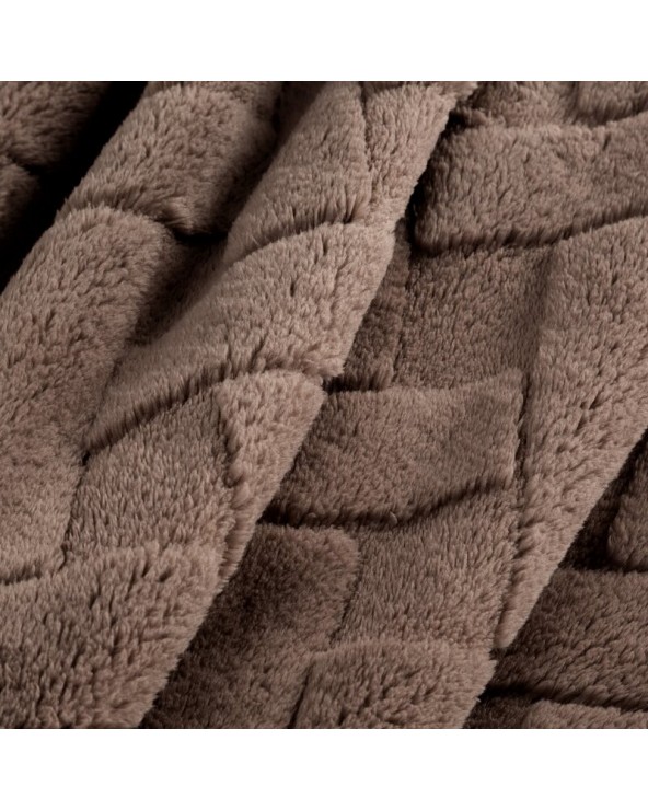 Koc pluszowy 200x220 Caro ciemnobeżowy Eurofirany