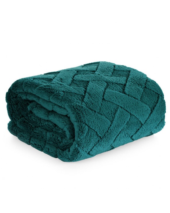 Koc pluszowy 200x220 Caro ciemnozielony Eurofirany