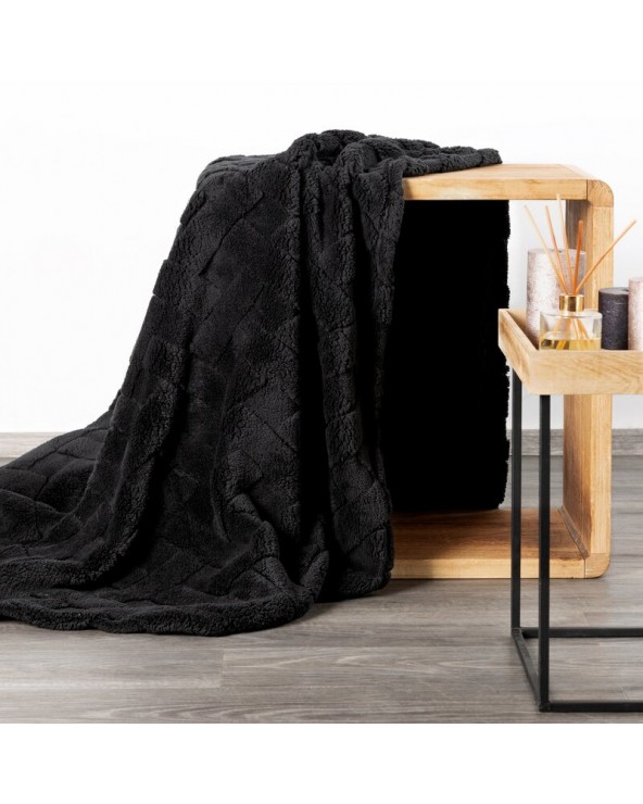 Koc pluszowy 200x220 Caro czarny Eurofirany
