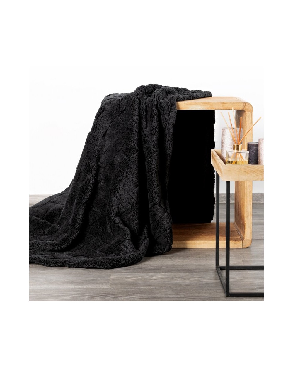 Koc pluszowy 200x220 Caro czarny Eurofirany