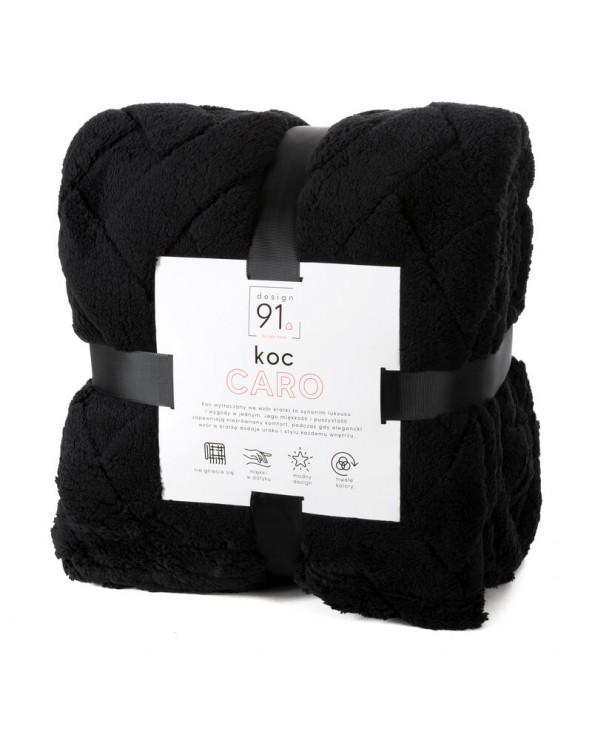 Koc pluszowy 200x220 Caro czarny Eurofirany