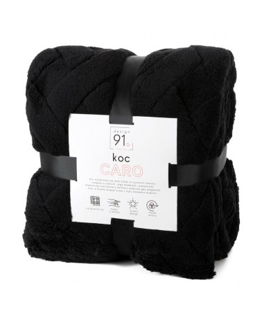 Koc pluszowy 200x220 Caro czarny Eurofirany