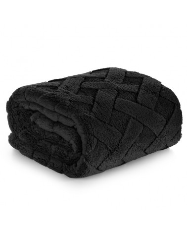 Koc pluszowy 200x220 Caro czarny Eurofirany