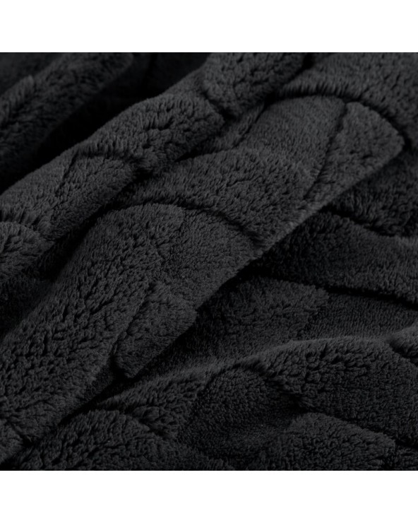 Koc pluszowy 200x220 Caro czarny Eurofirany