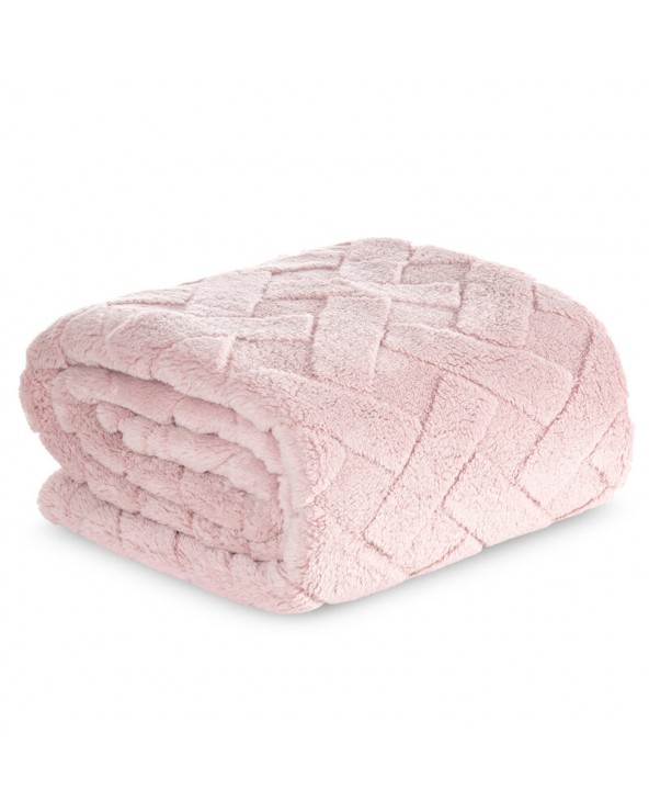 Koc pluszowy 200x220 Caro różowy Eurofirany