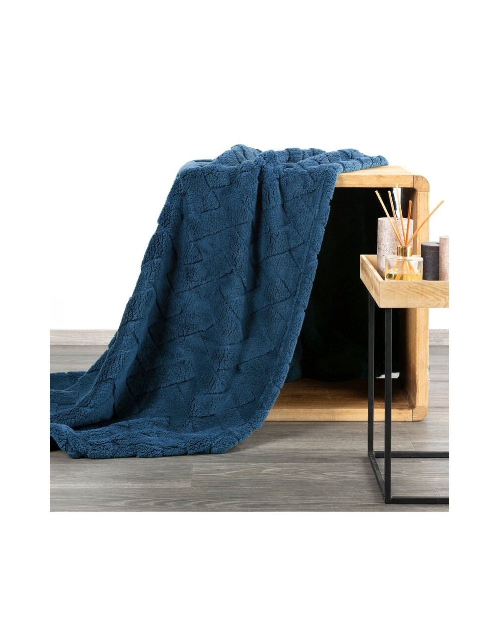 Koc pluszowy 70x160 Caro granatowy Eurofirany