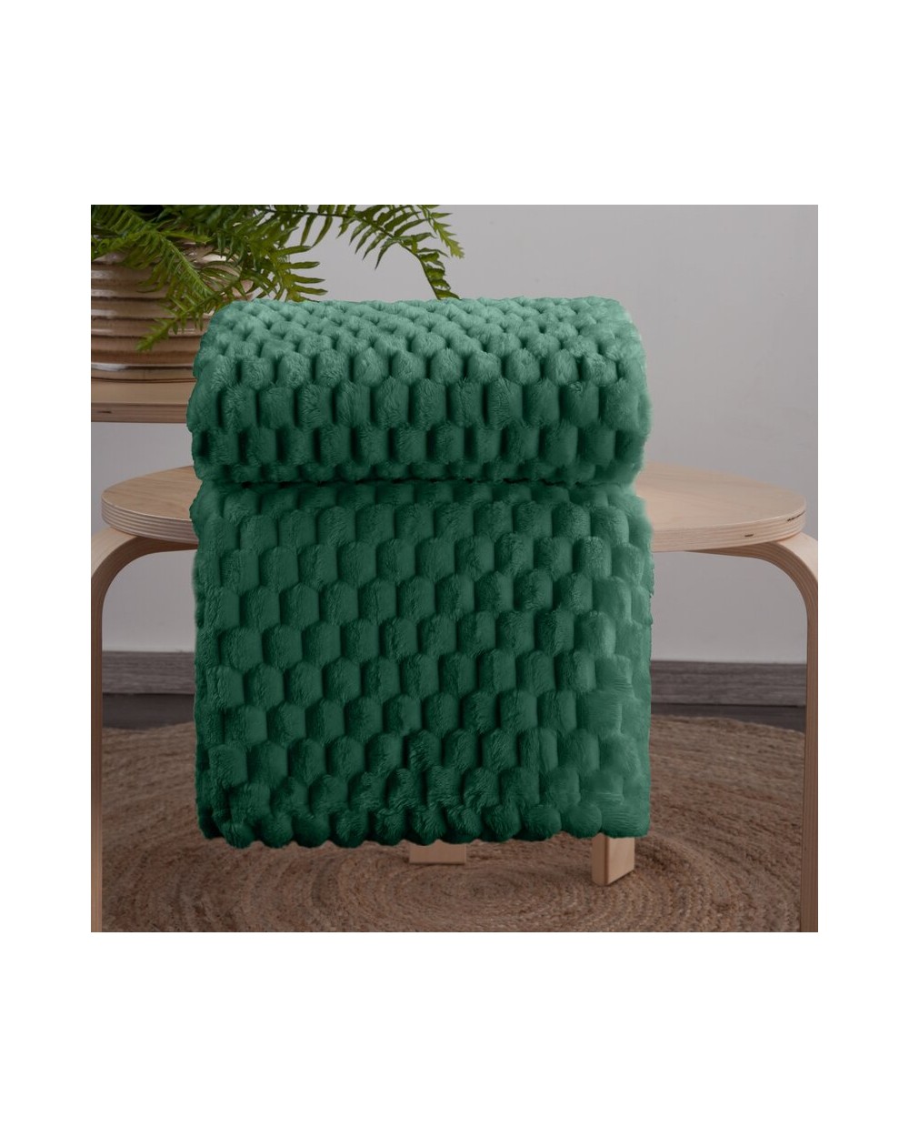 Koc pluszowy 170x210 Cindy 6 ciemnozielony Eurofirany