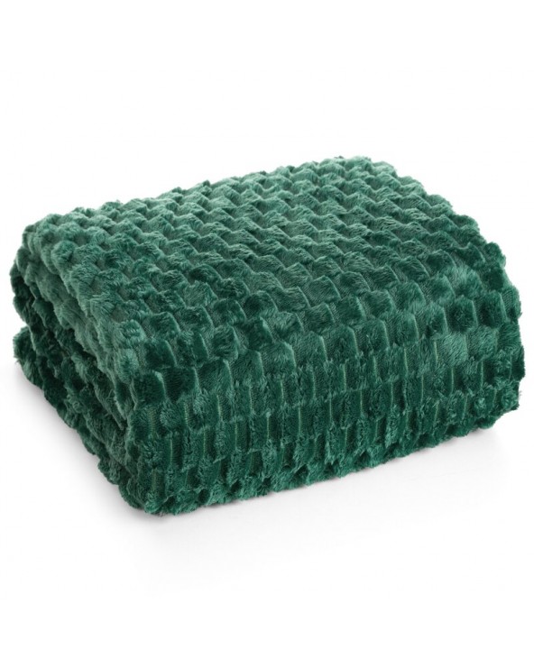 Koc pluszowy 170x210 Cindy 6 ciemnozielony Eurofirany