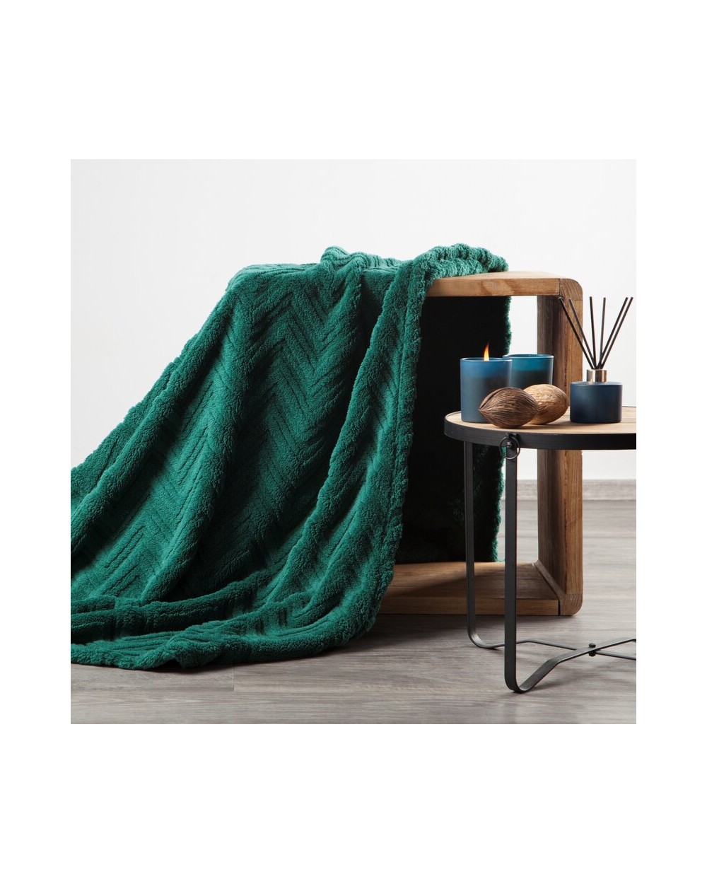 Koc pluszowy 170x210 Jodła ciemnozielony Eurofirany