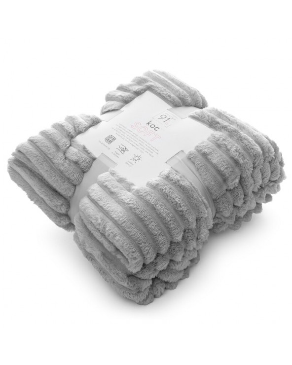 Koc pluszowy 200x220 Soft srebrny Eurofirany