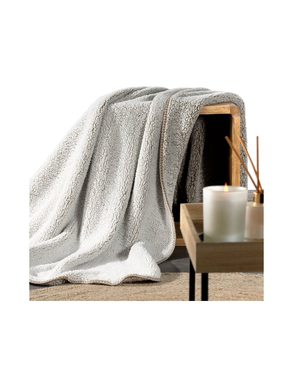 Koc sherpa baranek 200x220 Koala beżowy/biały Eurofirany