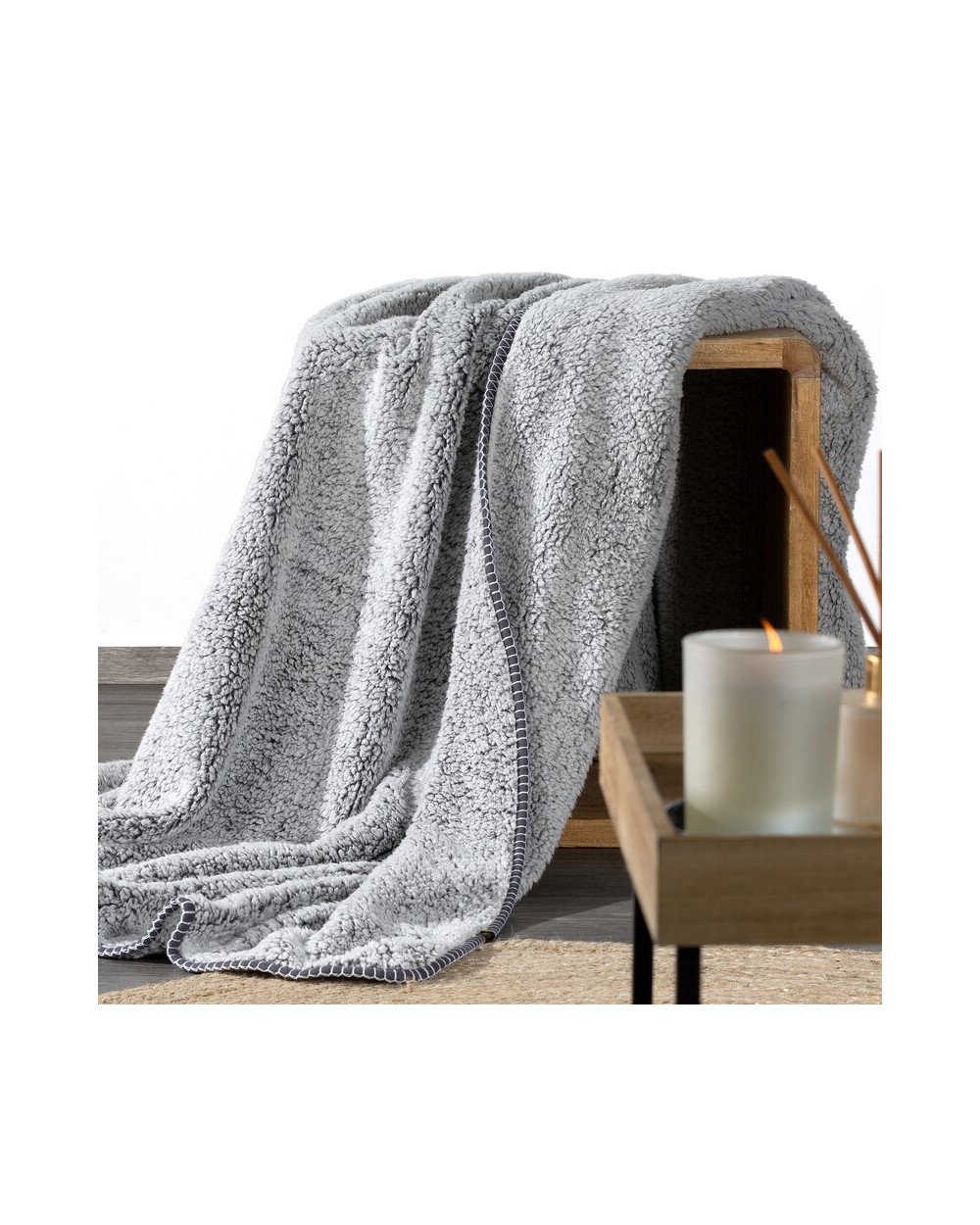 Koc sherpa baranek 170x210 Koala stalowy/biały Eurofirany