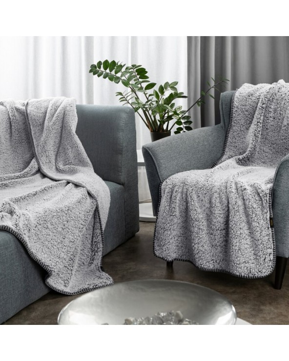 Koc sherpa baranek 170x210 Koala stalowy/biały Eurofirany