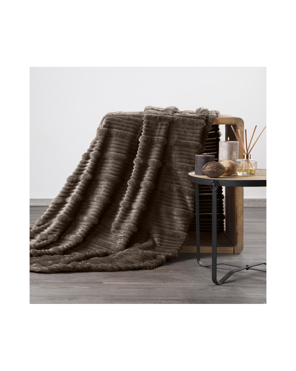 Koc pluszowy 200x220 Nina ciemnobrązowy Eurofirany