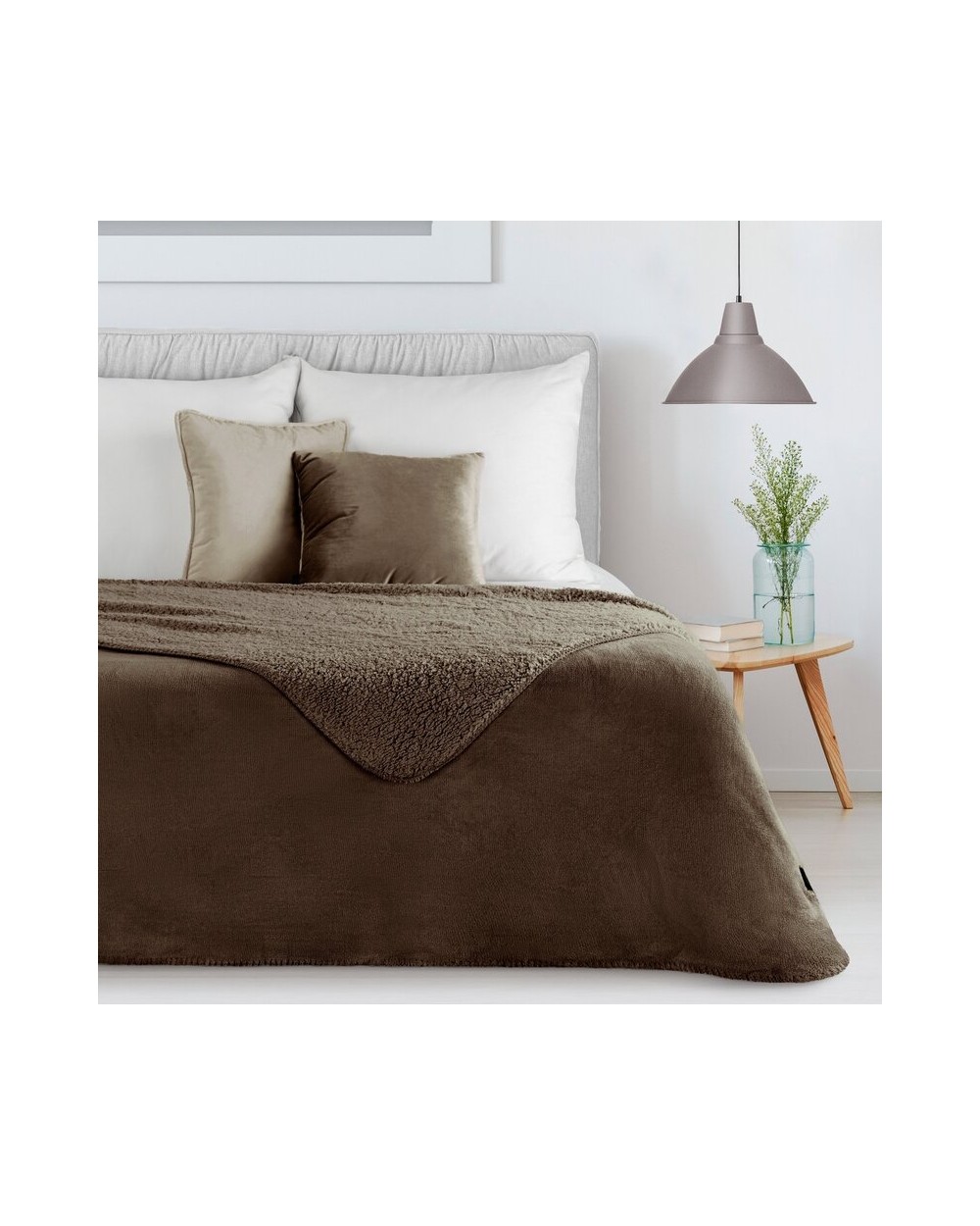 Koc sherpa baranek 200x220 Tedy ciemnobrązowy Eurofirany