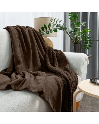 Koc sherpa baranek 200x220 Tedy ciemnobrązowy Eurofirany