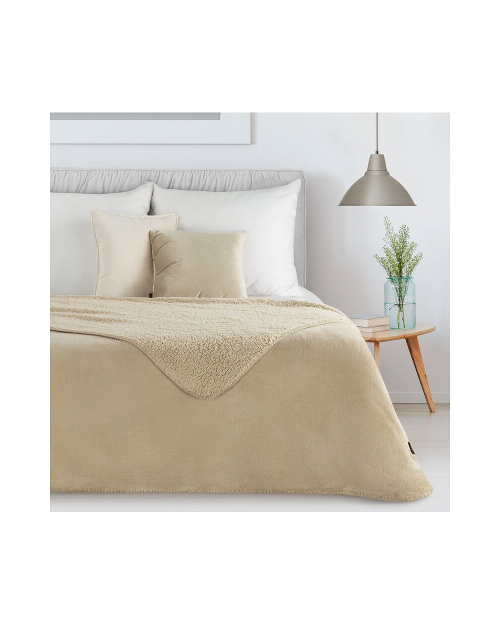 Koc sherpa baranek 200x220 Tedy jasnobeżowy Eurofirany