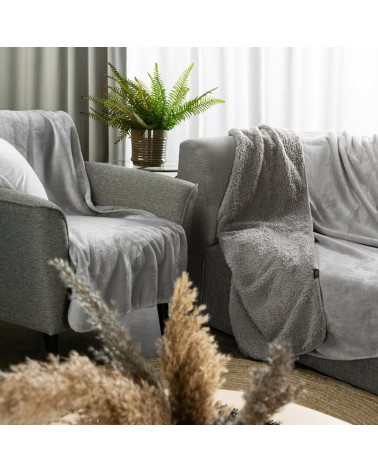 Koc sherpa baranek 200x220 Tedy srebrny Eurofirany