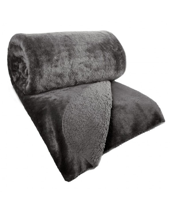 Narzuta pluszowa sherpa 220x240 Nina stalowa Eurofirany