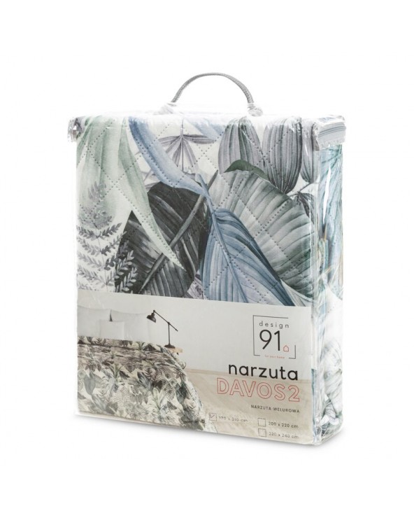 Narzuta velvet 170x210 Davos 2 zielona/srebrna Eurofirany