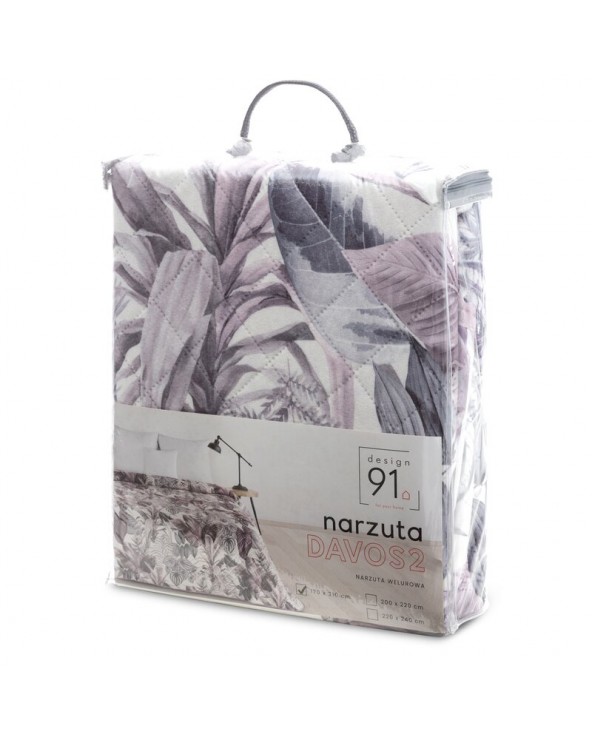 Narzuta velvet 200x220 Davos 2 fioletowa/szara Eurofirany