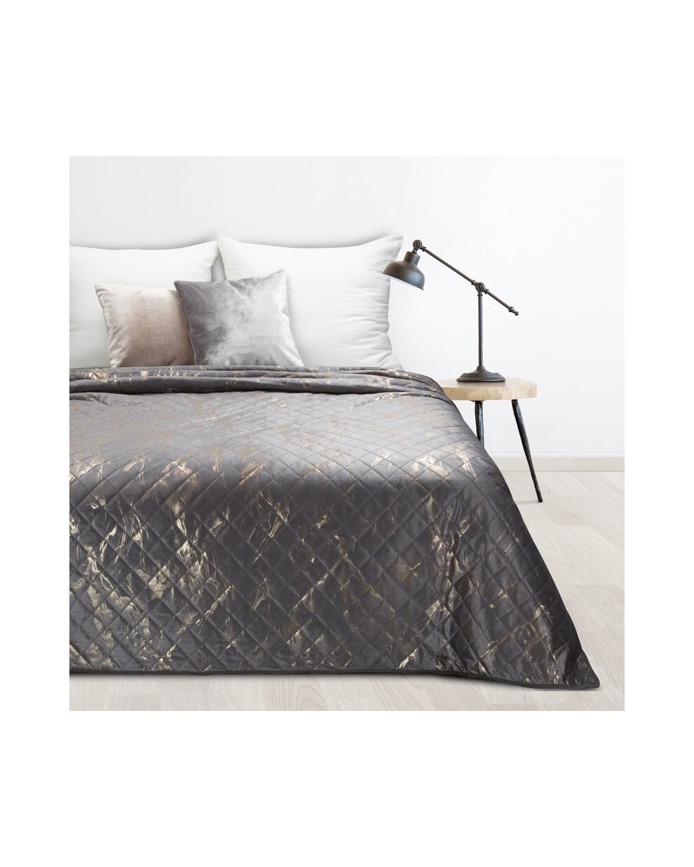 Narzuta velvet 170x210 Luiz 6 stalowa/złota Eurofirany