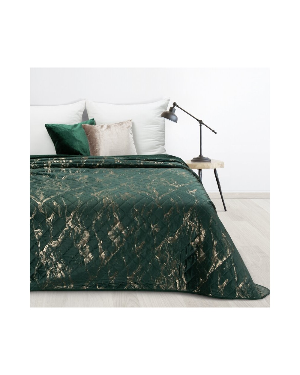 Narzuta velvet 220x240 Luiz 6 ciemnozielona/złota Eurofirany