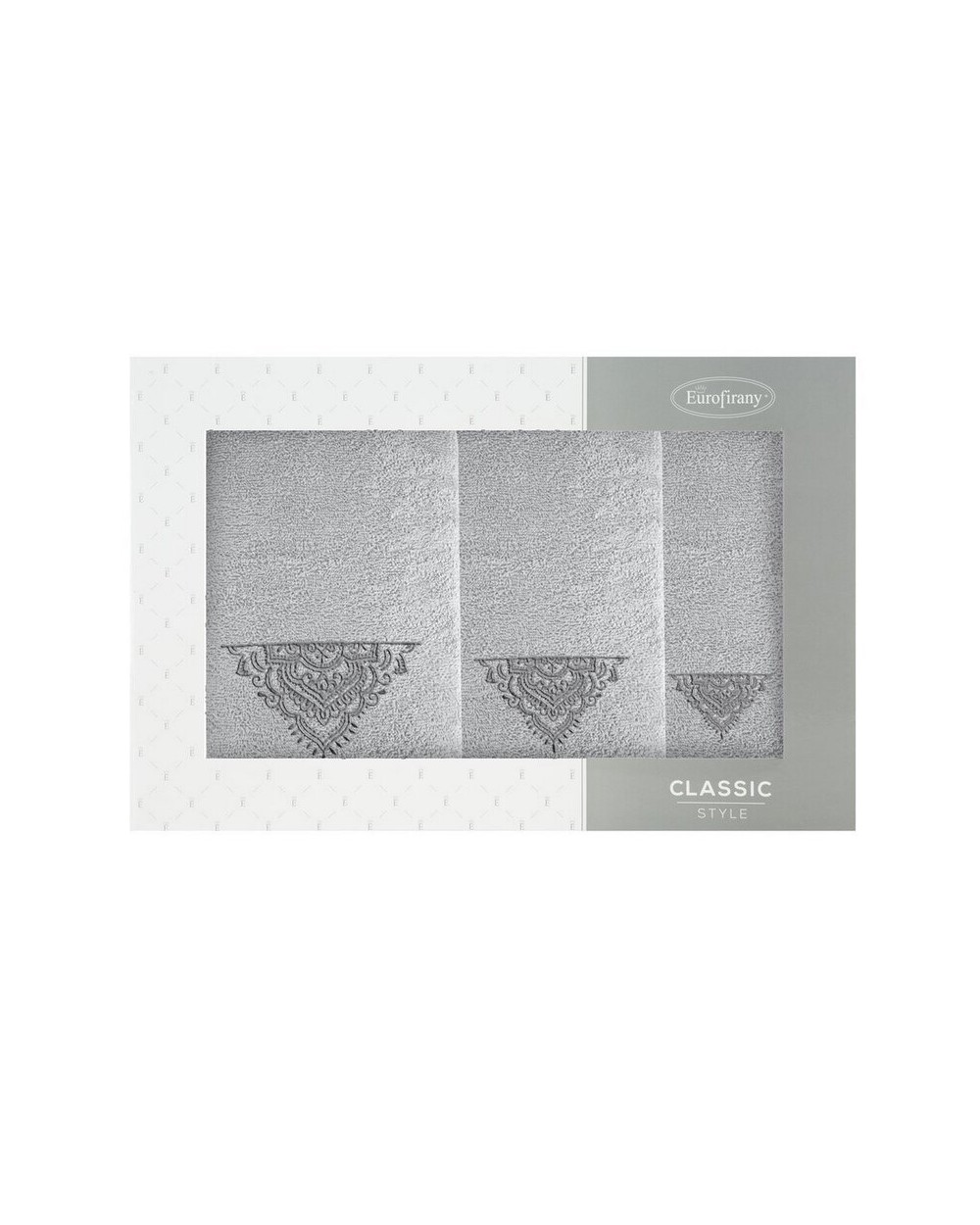 Ręcznik bawełna 30x50 + 50x90 + 70x140 Laura kpl 3 szt srebrny/stalowy Eurofirany