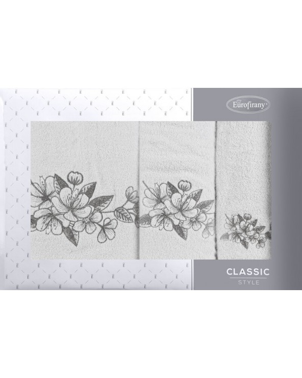 Ręcznik bawełna 30x50 + 50x90 + 70x140 Sofia kpl 3 szt granatowy/beżowy Eurofirany