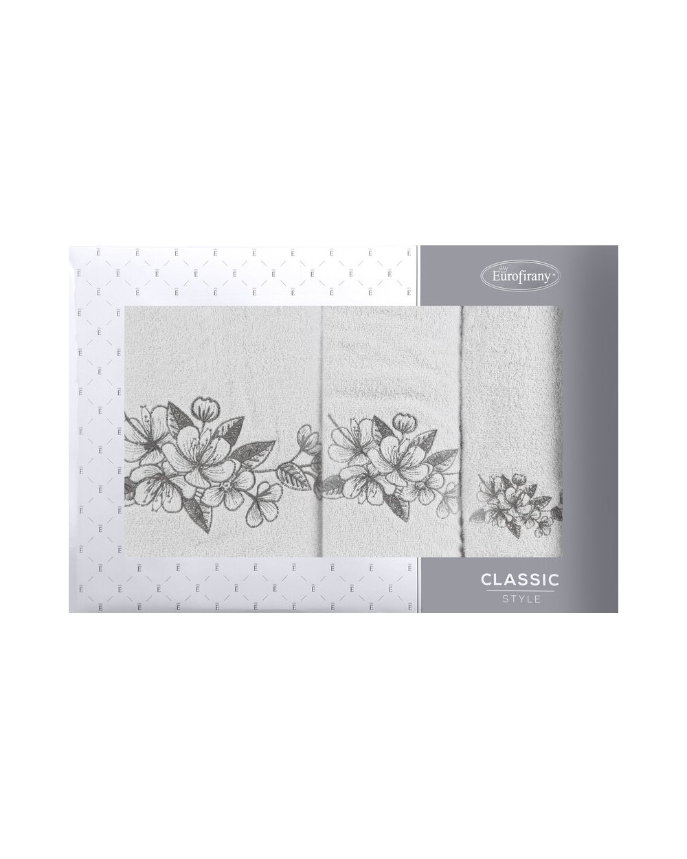 Ręcznik bawełna 30x50 + 50x90 + 70x140 Sofia kpl 3 szt granatowy/beżowy Eurofirany