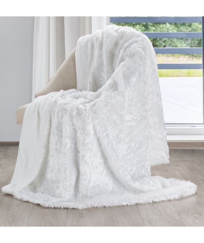 Koc futrzany narzuta Mavis 150x200 biały