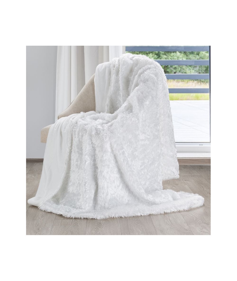 Koc futrzany narzuta Mavis 150x200 biały