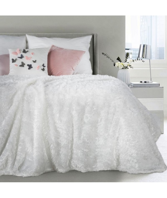 Koc futrzany narzuta Mavis 150x200 biały