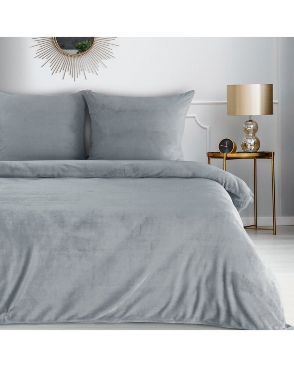 Pościel polarowa 160x200 + 2x70x80 Flano 2 srebrna Eurofirany