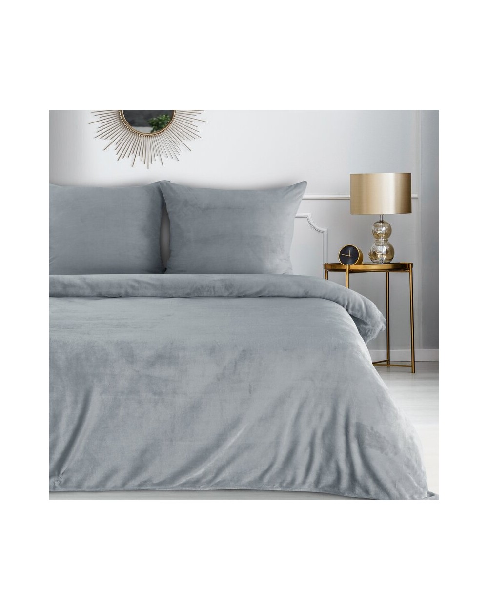 Pościel polarowa 160x200 + 2x70x80 Flano 2 srebrna Eurofirany