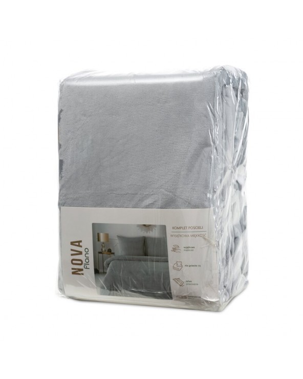 Pościel polarowa 160x200 + 2x70x80 Flano 2 srebrna Eurofirany