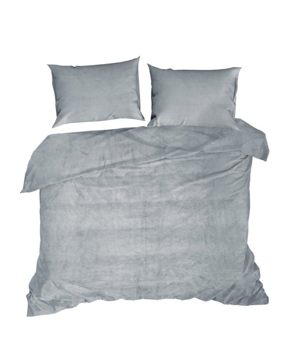 Pościel polarowa 160x200 + 2x70x80 Flano 2 srebrna Eurofirany